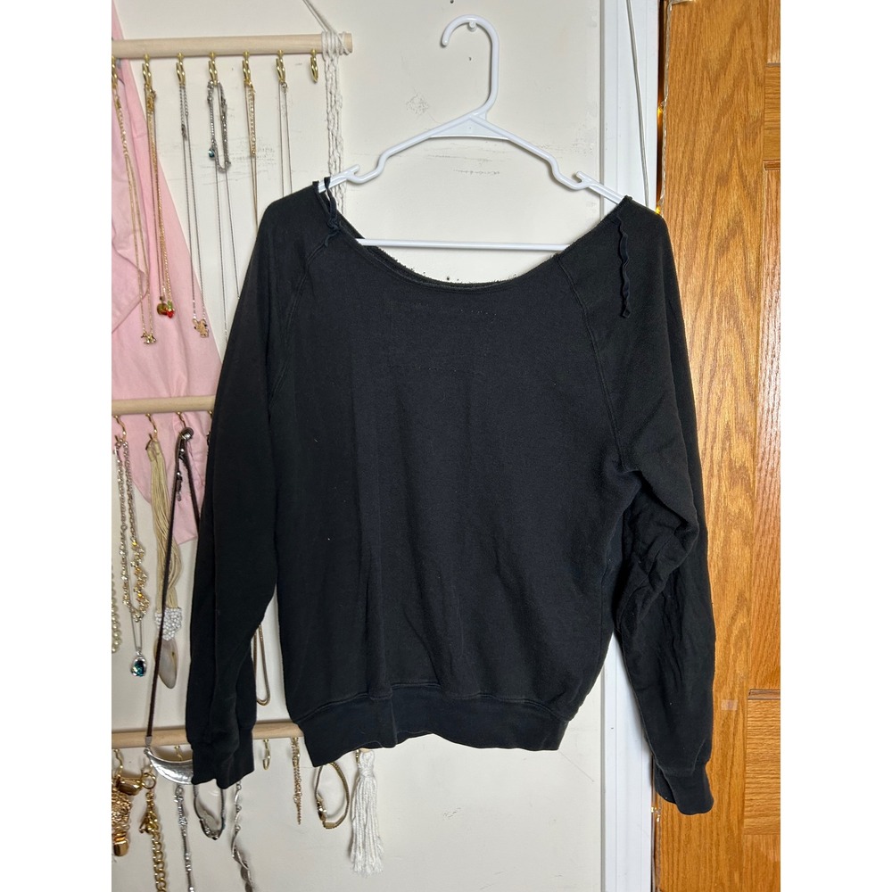 Victoria's Secret PINK Black Off The Shoulder Love Pink Graphic Sweatshirt S - Picture 3 of 6